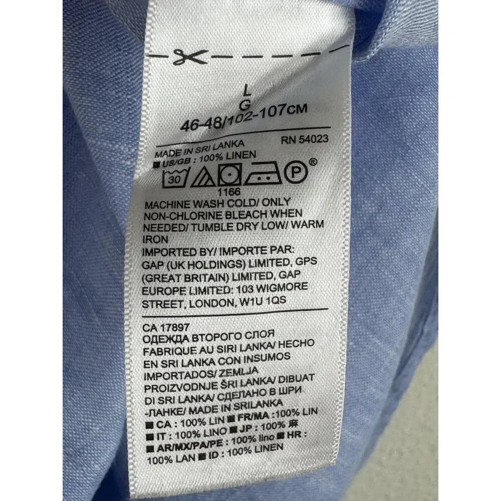 Banana Republic Camden Linen Shirt Chambray Blue Large Men’s